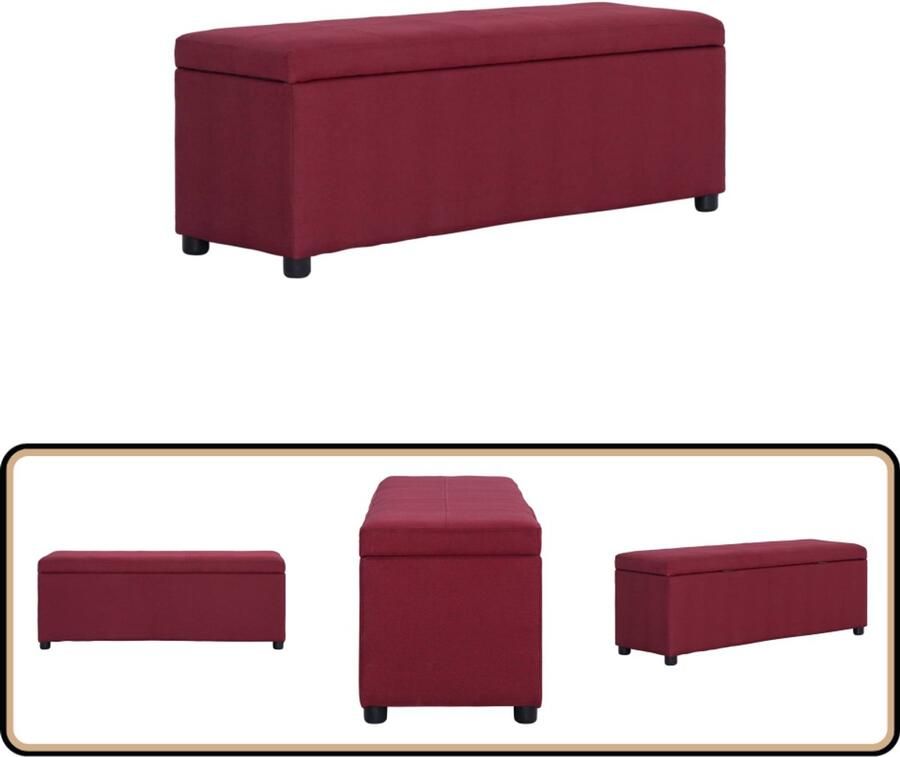 VidaXL Bankje met opbergvak 116 cm polyester wijnrood
