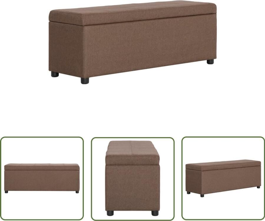 VidaXL Bankje met opbergvak 116cm Bruin Polyester Opbergbank Bankje Zitbank Meubilair Kast Opslagkast Livingroom Furniture Homedecor Bruin