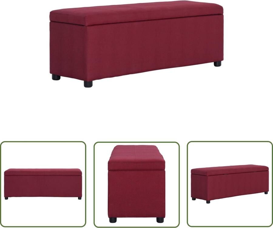 The Living Store Opbergbankje Wijnrood Polyester bekleding 116 x 38 x 43 cm Intern opbergvak Opslagbanken Bankje Met Opbergvak Woonaccessoires Kastje Stoffen Bankje