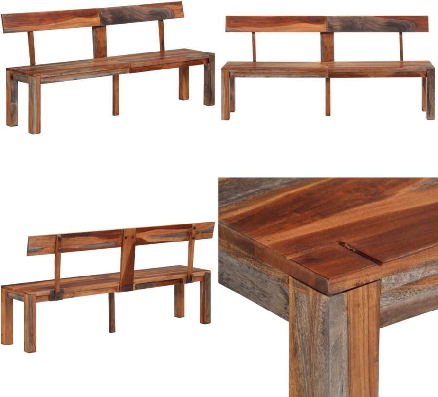 VidaXL Bankje met rugleuning 160 cm massief acaciahout grijs Bankje Bankjes Halbank Parkbankje