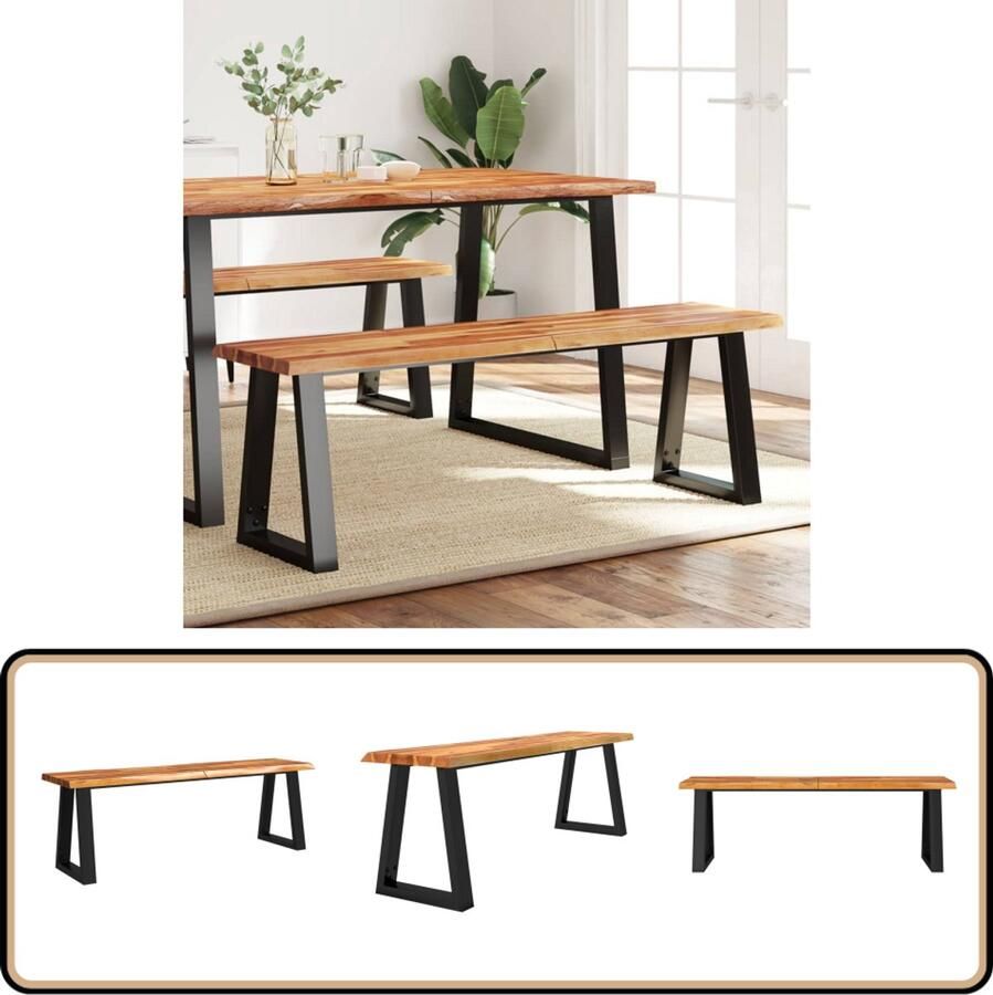 VidaXL Bankje Natuurlijke rand 140 cm Acaciahout Eetkamerbank Acacia Houten Meubels Natuurstijl Bank Vintage Bank Industrieel Design Bank