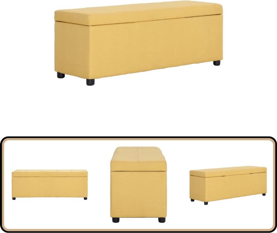 VidaXL Bankje Opbergvak 116 cm Polyester Geel Opbergbank Bankstel Zitbank Gele Bank Design Bank