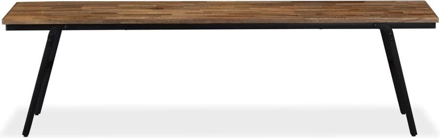 VidaXL Bankje Teakhout en Staal 160x35x45 cm Bank Teak Houten Bank Vintage Bank Industriele Bank Salontafel Entree Tafel Bruine Bank
