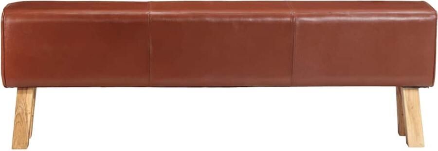VidaXL Bankje Turnbok 160 cm Leer en Hout Bruin Vintage Fauteuil Lederen Bank Massief Houten Bank Bruine Bank Salontafel Woonkamer Meubels Design Bank Comfortabele Stoel - Foto 3