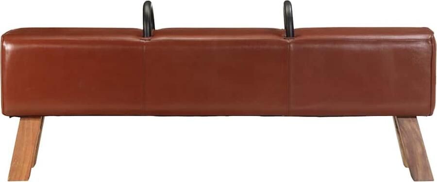 The Living Store Bokbankje Old School Meubel 135 x 25 x 55 cm Bruin Vintage Meubels Lederen Bankje Salontafel Hoekbank Stoere Bank - Foto 4