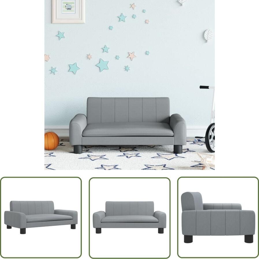 VidaXL Bankje Voor Kinderen Kinderstoel Kinderbank 70x45x30 cm stof lichtgrijs Kids Meubilair Kindermeubel Speelgoedkast