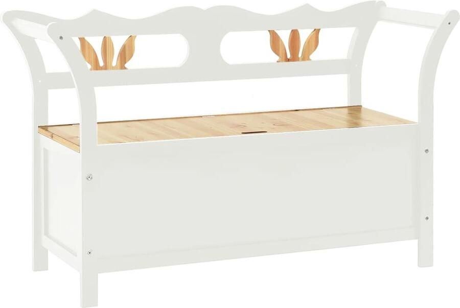 VidaXL Bankje Wit 107x45x75 5 cm Vurenhout Witte Bank Houten Bank Banks Met Opslag Salontafel Entree Meubilair Vuren Bank