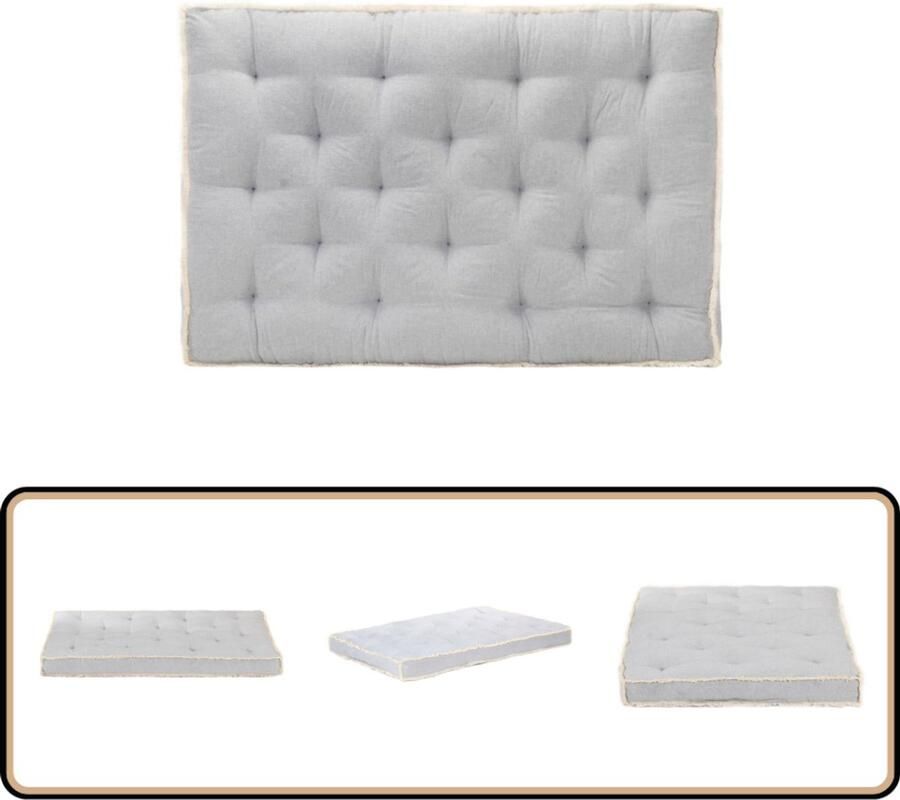 VidaXL Bankkussen Pallet 120x80x10 cm Grijs Pallet Bankkussen Paletbankkussen Zitkussen Tuinstoel Kussen Outdoor Kussen