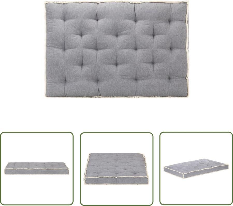 The Living Store Bankkussen Universal Palletbank 120x80x10cm Antraciet 100% Katoen Palletbank Kussen Bankkussen Pallet Tuinstoel Kussen Outdoor Kussen Balkon Kussen