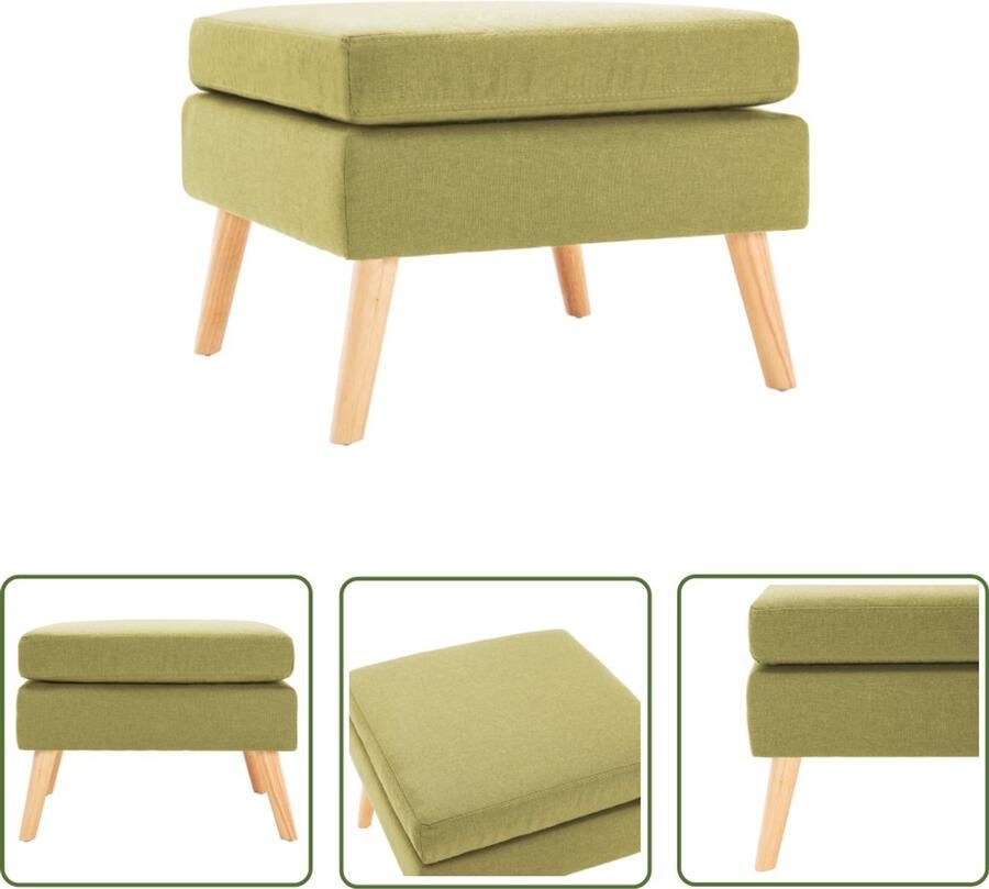 The Living Store Voetenbank stof groen Voetbank Bankmeubel Relaxstoel Lounge Stoel Comfortabele Voetensteun