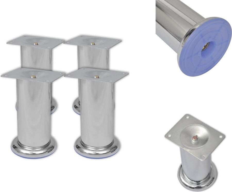 VidaXL Bankpoot Bankpoten Bank Poot Bank Poten Bankpoten rond chroom 120 mm 4 st