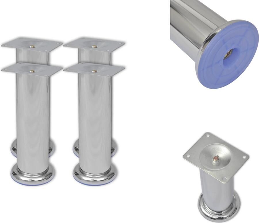 VidaXL Bankpoot Bankpoten Bank Poot Bank Poten Bankpoten rond chroom 180 mm 4 st