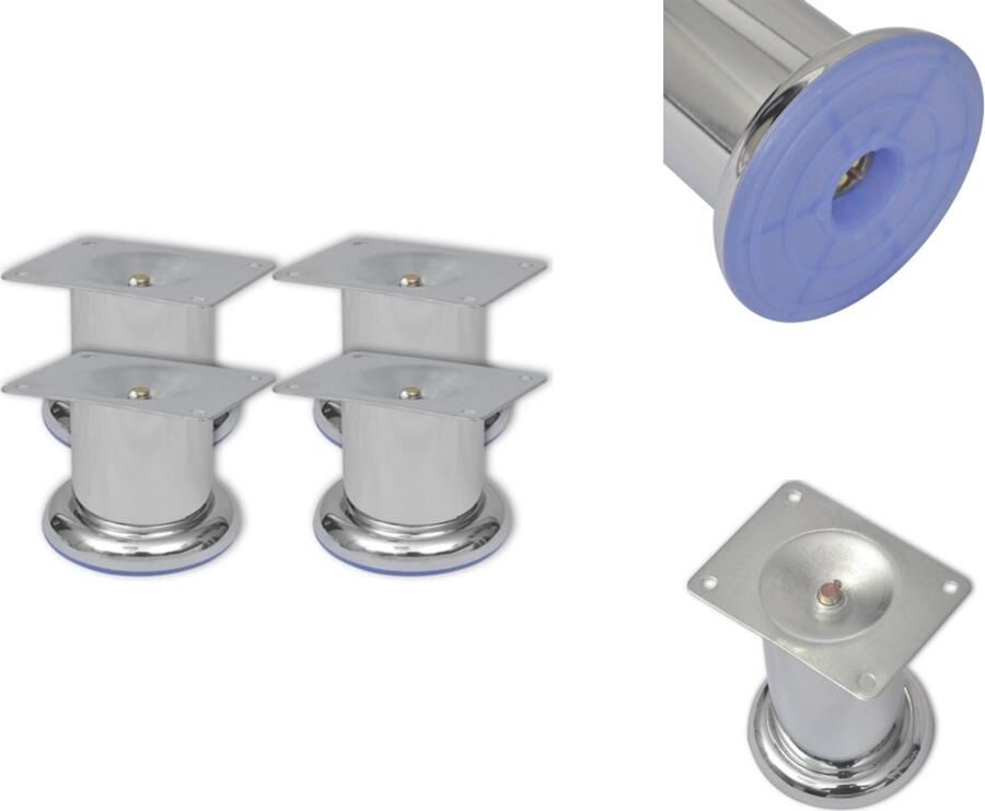 VidaXL Bankpoot Bankpoten Bank Poot Bank Poten Bankpoten rond chroom 60 mm 4 st