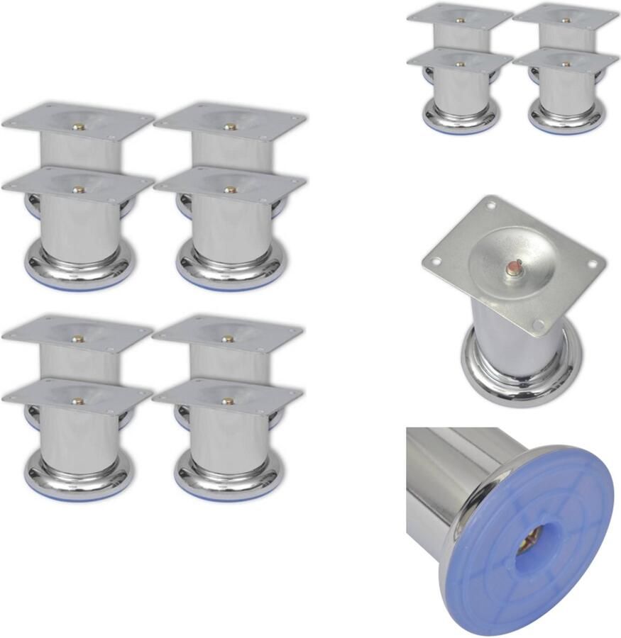 VidaXL Bankpoot Bankpoten Bankschraag Bankschragen Bankpoten 8 st rond 60 mm chroomkleurig