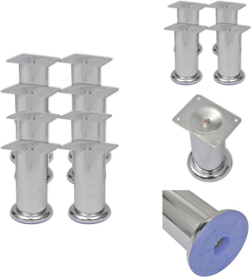 VidaXL Bankpoot Bankpoten Meubelaccessoire Meubelaccessoires Bankpoten rond 8 st 120 mm chroomkleurig