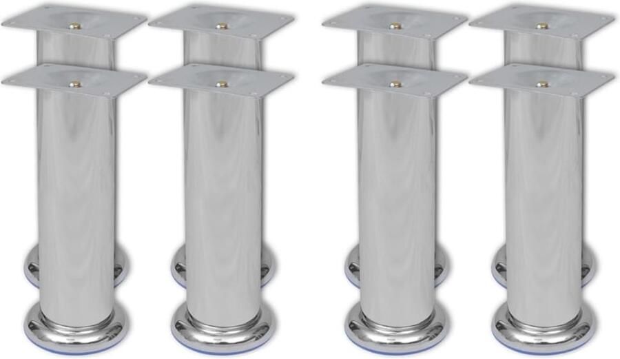 VidaXL -Bankpoten-8-st-rond-180-mm-chroomkleurig