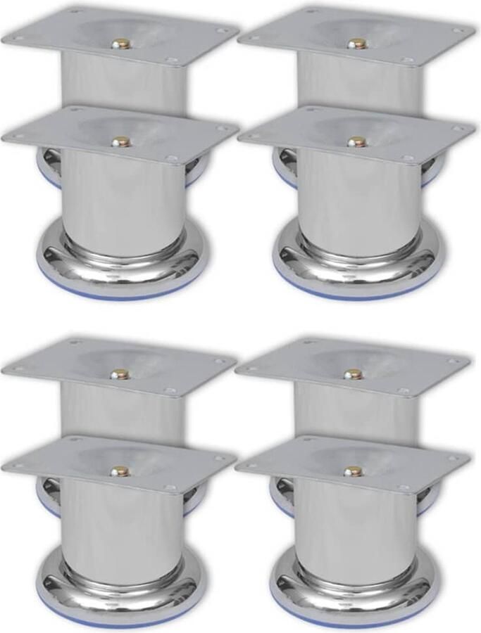 VidaXL Bankpoten Set van 8 60mm Chroomkleurig Bankpoten Chrome Bankpoten Bankvoeten Salontafel Potten Metalen Bankpoten Design Bankpoten Vintage Bankpoten Stoffen Bankpoten Roestvrijstalen Bankpoten Zwarte Bankpoten - Foto 2
