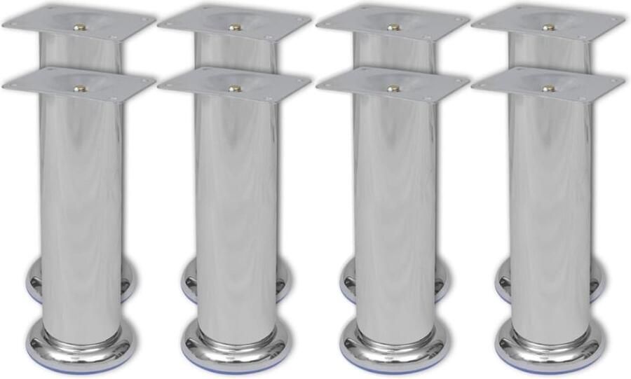 VidaXL -Bankpoten-rond-8-st-180-mm-chroomkleurig