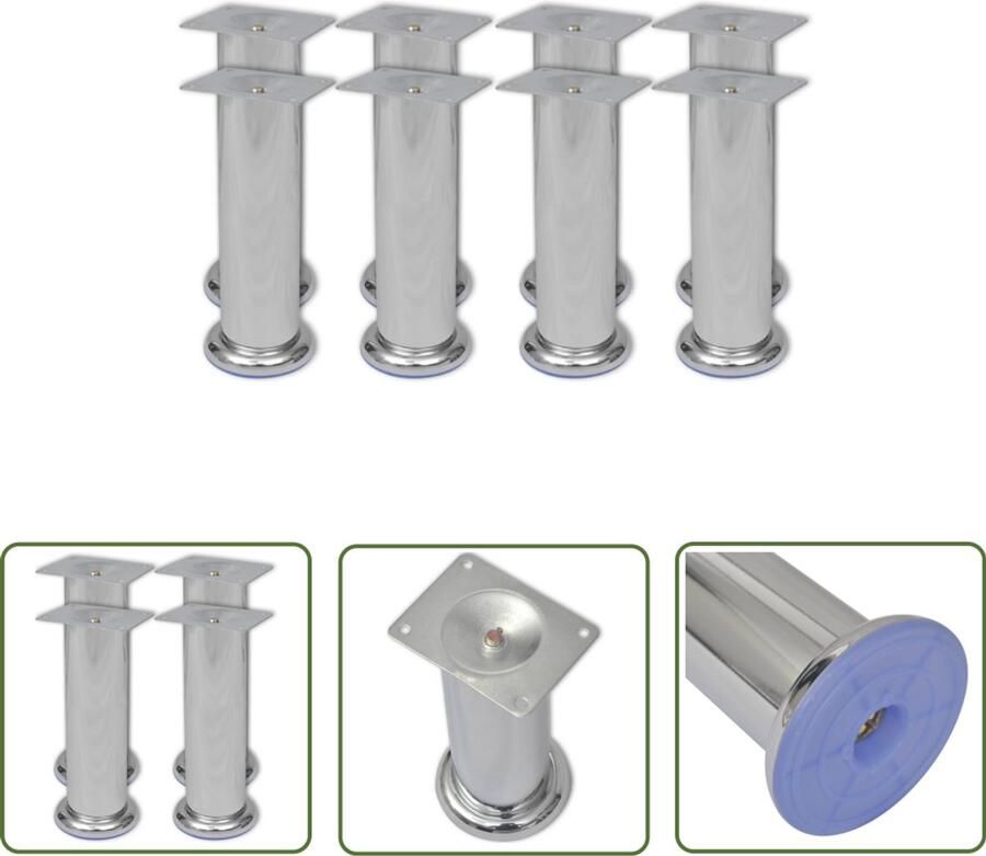 VidaXL Bankpoten Rond 8 Stuks 180 mm Chroomkleurig Bankpoten Chrome Bankpoten Stevige Bankpoten Metalen Bankpoten Bankvoetjes Design Bankpoten Modern Bankpoten Vervanging Bankpoten Kopen