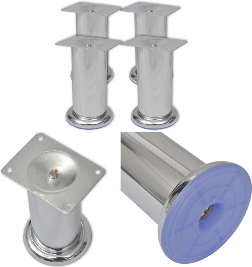 VidaXL Bankpoten rond chroom 120 mm 4 st Bankpoot Bankpoten Bank Poot Bank Poten