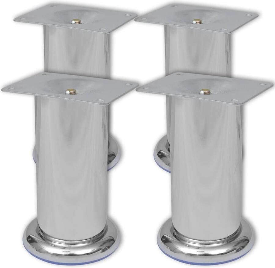 VidaXL -Bankpoten-rond-chroom-120-mm-4-st