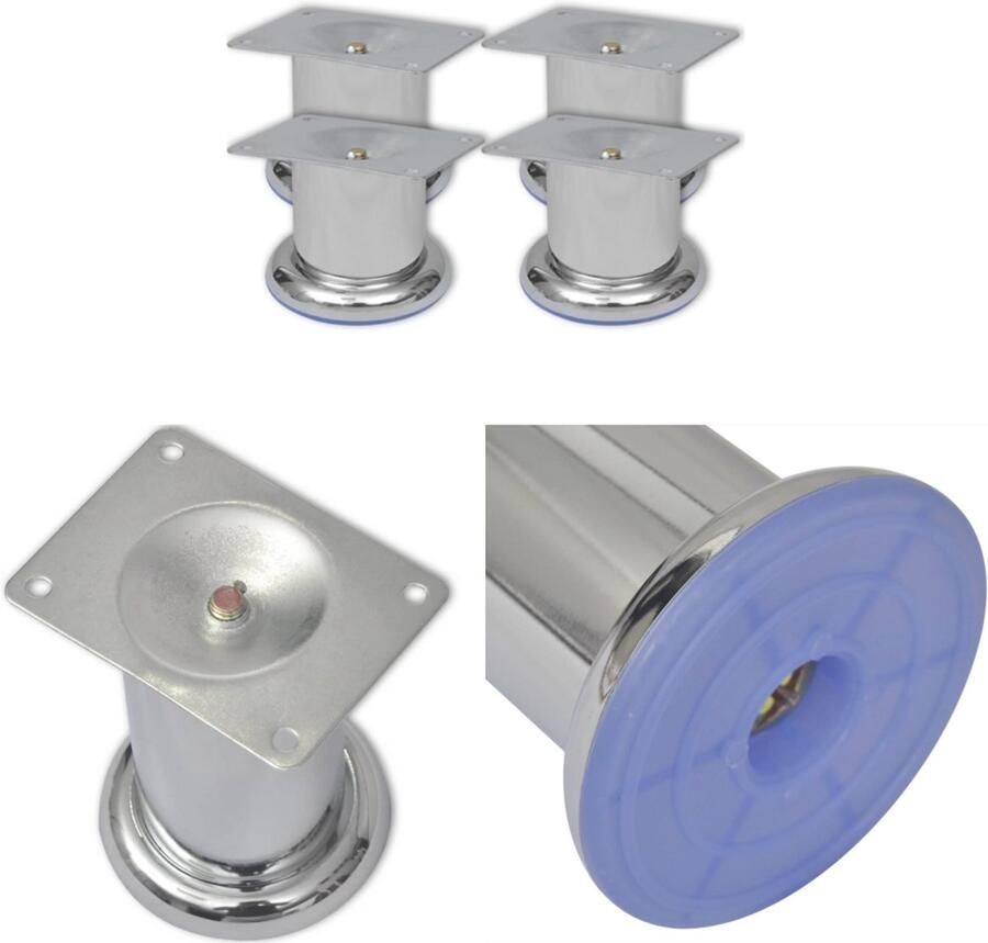 VidaXL Bankpoten rond chroom 60 mm 4 st Bankpoot Bankpoten Bank Poot Bank Poten