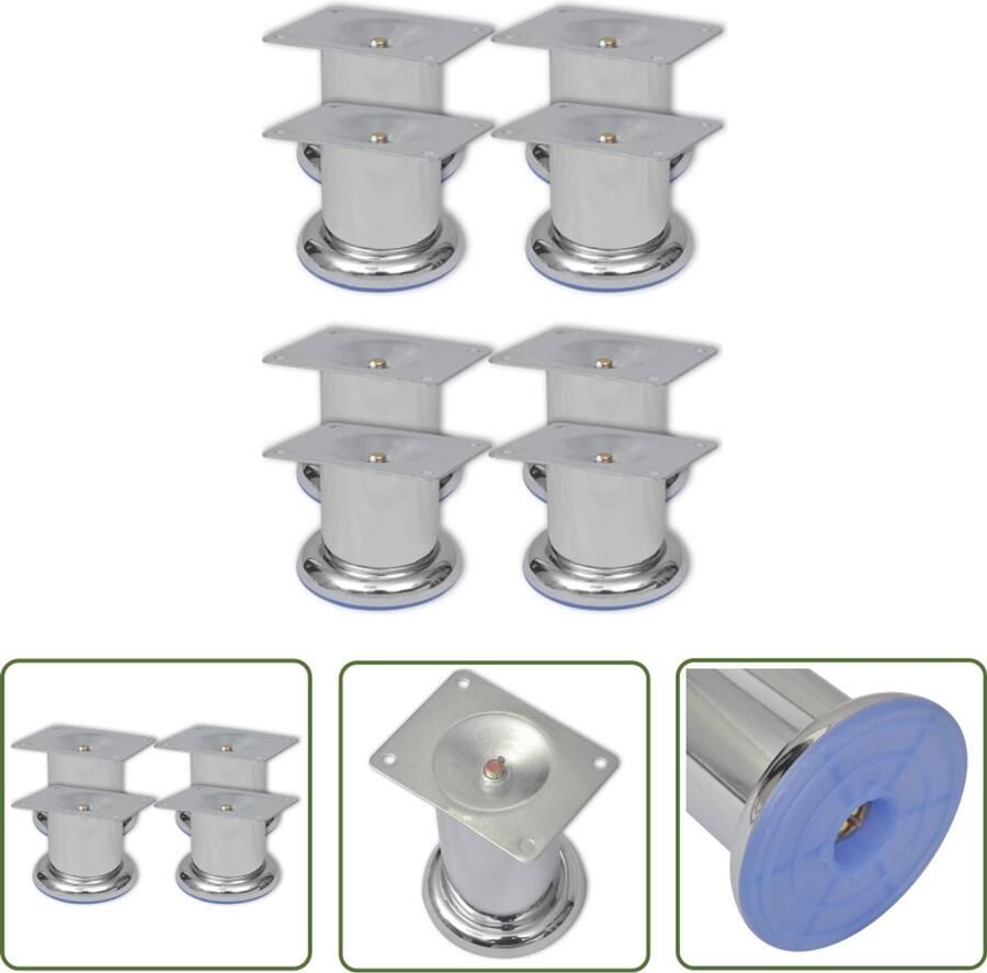VidaXL Bankpoten Set van 8 60mm Chroomkleurig Bankpoten Chrome Bankpoten Bankvoeten Salontafel Potten Metalen Bankpoten Design Bankpoten Vintage Bankpoten Stoffen Bankpoten Roestvrijstalen Bankpoten Zwarte Bankpoten