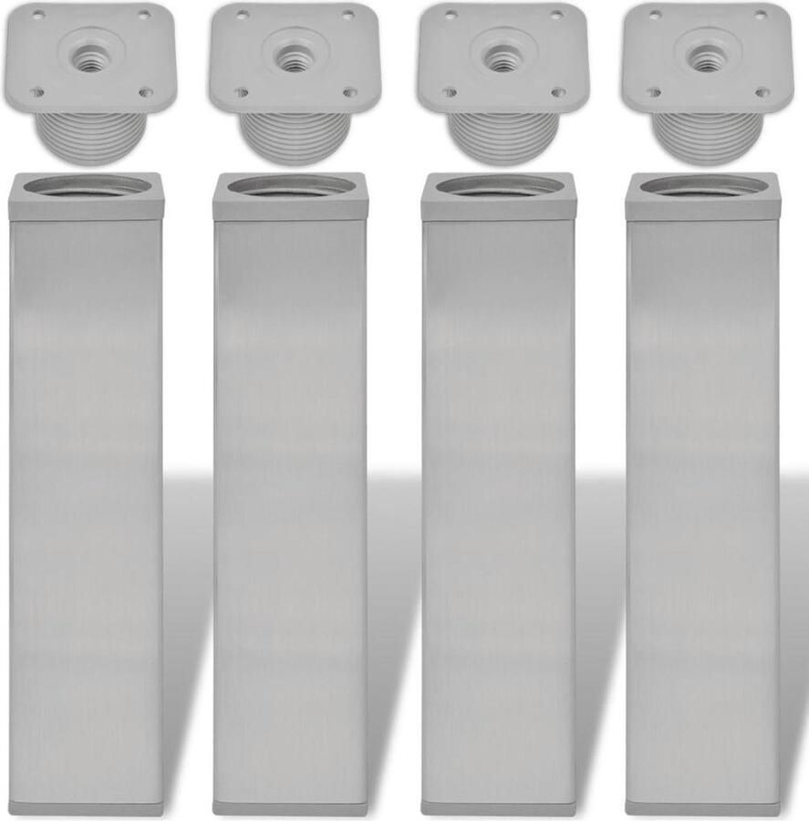 VidaXL Bankpoten vierkant geborsteld nikkel 180 mm 4 st