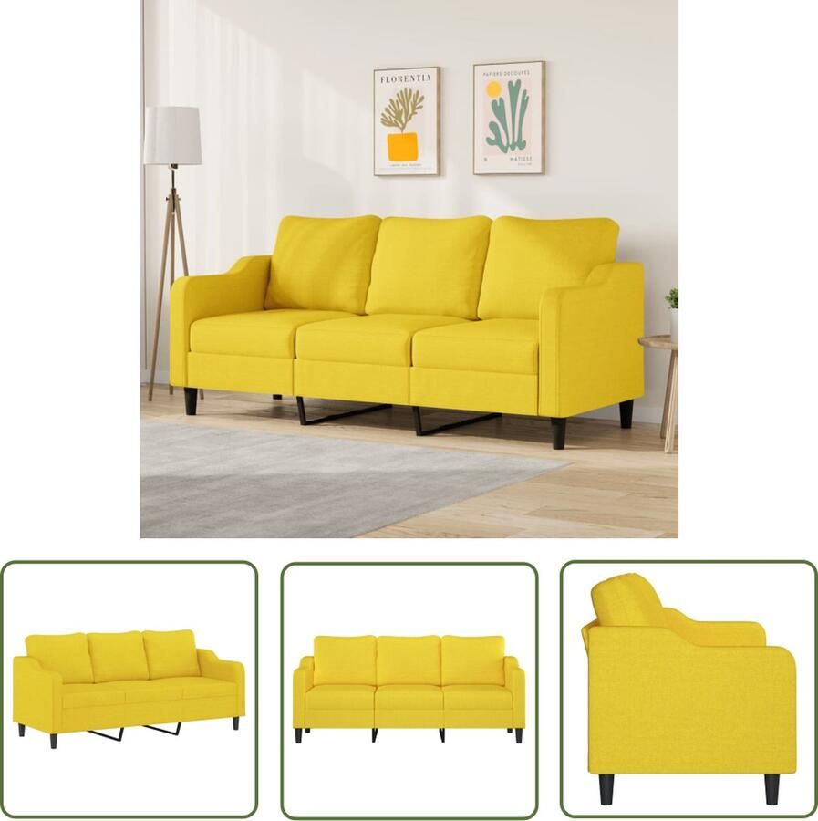 The Living Store Bank Lichtgeel 3-zits 198x77x80 cm Duurzame Stof 3 Zits Bank Banks Kopen Lichtgele Bank Gele Bank Bankstof