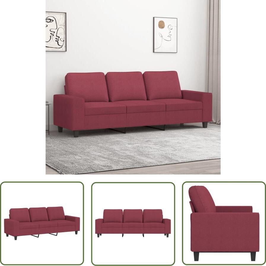 The Living Store Bank Supreme Wine Red 214 x 77 x 80 cm Dik gevoerde zitting 3 Zits Bank Banks Kopen Lounge Bank Sofa Rood Rode Bank