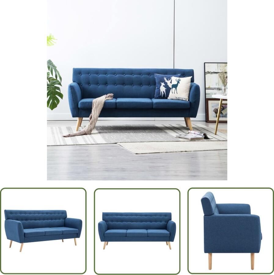 The Living Store 3-zitsbank Blauw 172 x 70 x 82 cm Stijlvol en comfortabel 3-zitsbank Banks Kopen Salon Meubels Moderne Bank Blauwe Bank - Foto 2