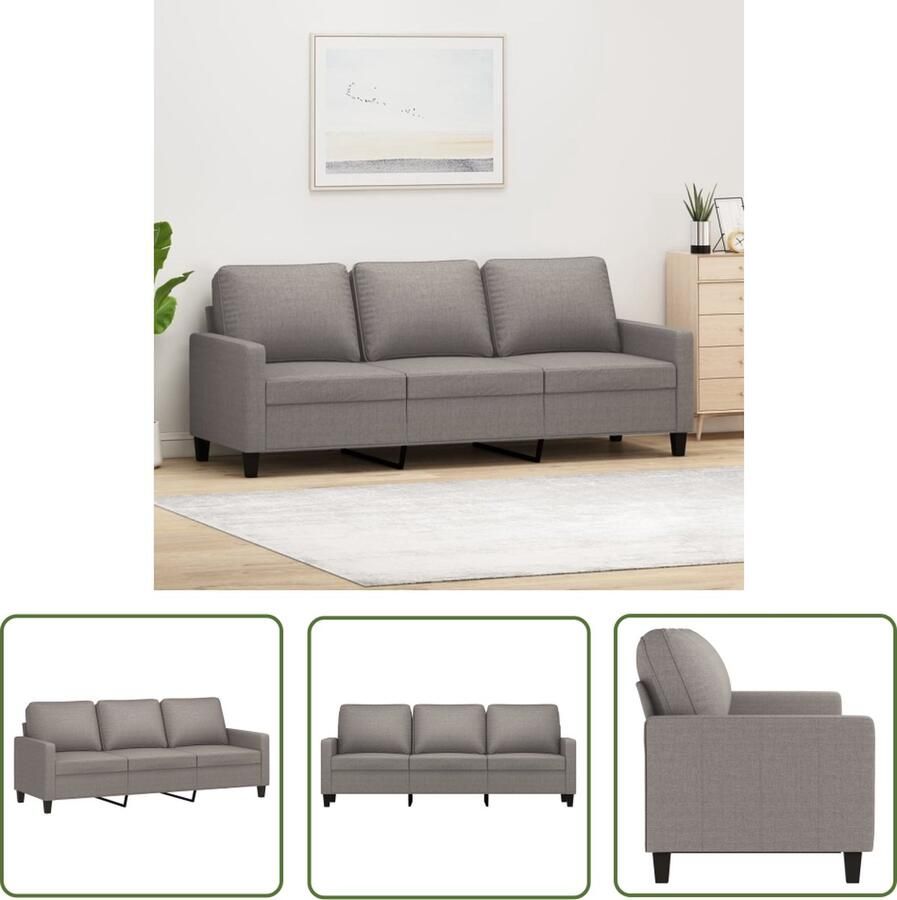 The Living Store 3-Zitsbank Taupe 198x77x80 cm Duurzame stof Stevig frame Comfortabele zitting 3 Zitsbank Banks Kopen Lounge Bank Fauteuils Woonkamer Meubels