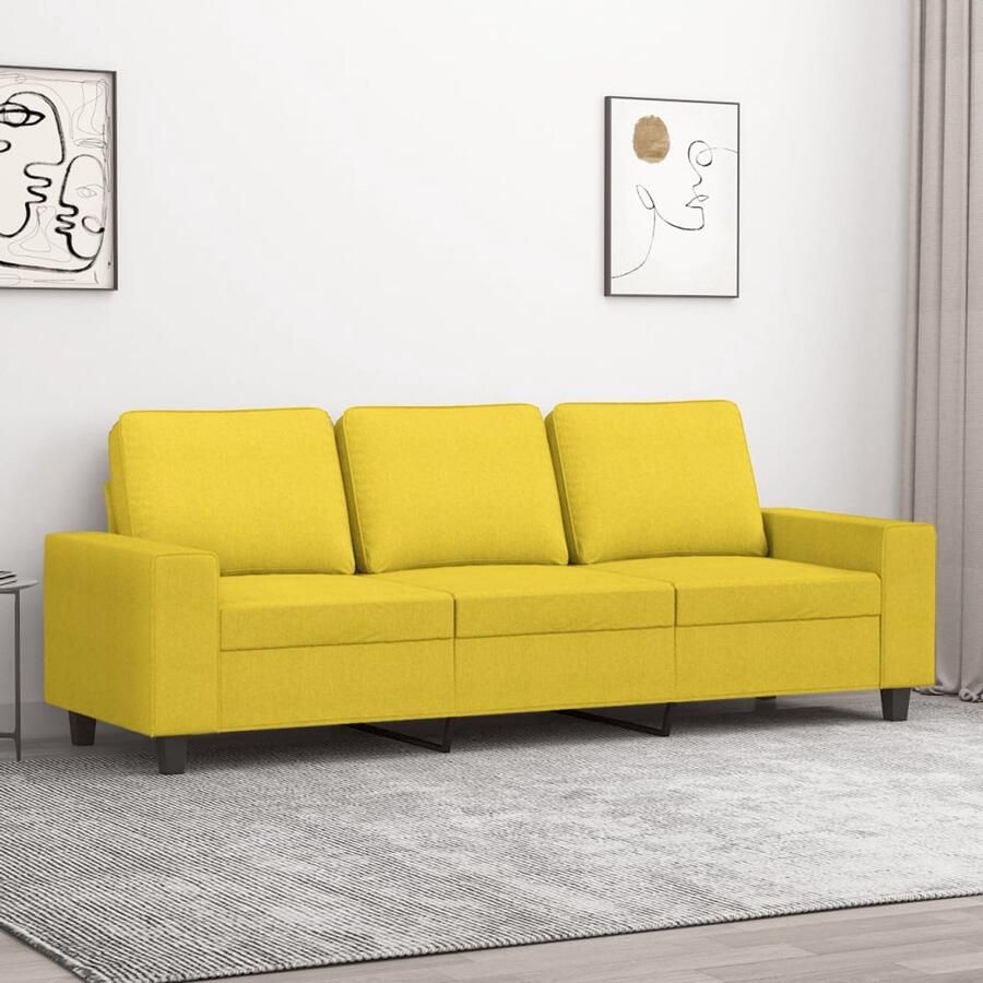 The Living Store 3-zitsbank 214 x 77 x 80 cm Duurzame stof Lichtgeel Drie Zitsbank Banks Kopen Lounge Meubels Salonbank Geel Sofa