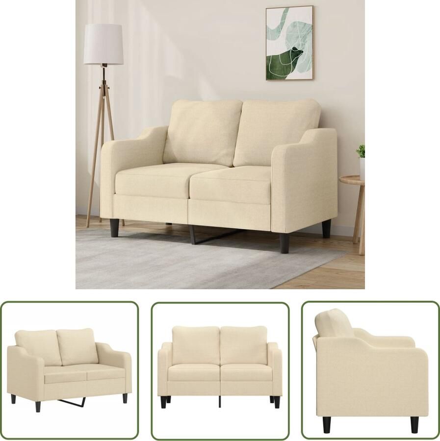 The Living Store 2-zitsbank Duurzame stof Stevig metalen frame Comfortabele zitting Modern ontwerp Crème 138 x 77 x 80 cm Tweezitsbank Banks Kopen Sofa Creme Kleur Lederlook Sofa