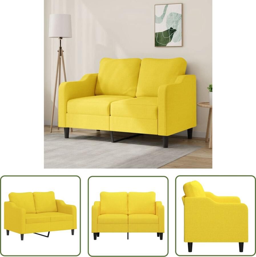 The Living Store 2-zitsbank lichtgeel 138 x 77 x80 cm Duurzame stof Stabiel metalen frame Tweezitsbank Banks Kopen Salontafel Woonkamer Meubels Geel Sofa