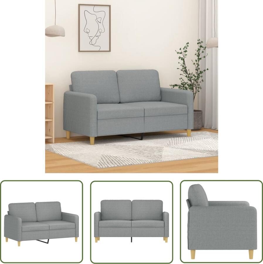 The Living Store 2-zitsbank Gestoffeerd 138 x 77 x 80 cm Lichtgrijs Duurzame stof Tweezitsbank Banks Kopen Woonkamer Meubels Lounge Bank Grijs Bank