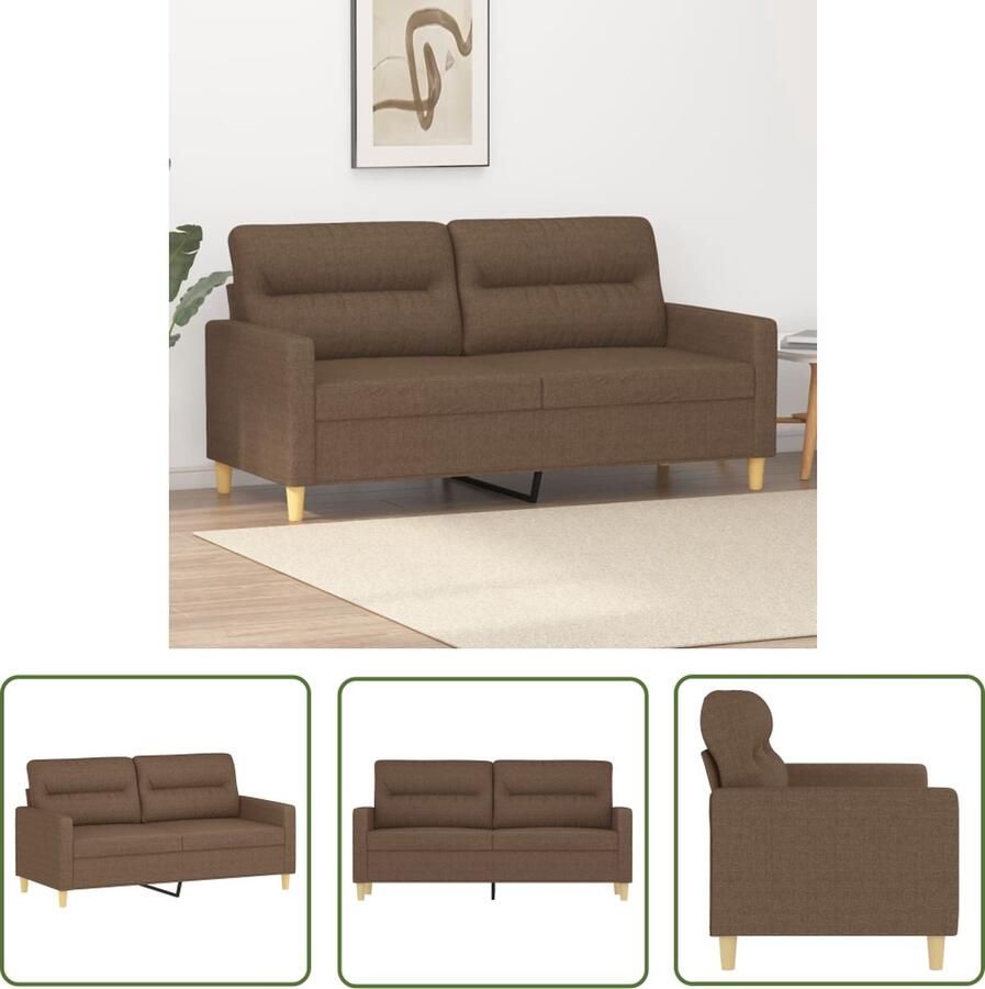 The Living Store Bank 2-zits Stof Bruin 158x77x80 cm Duurzame stof Stevig frame Comfortabele zitervaring Tweezitsbank Banks Kopen Salon Meubilair Bruine Bank Lederlook Bank - Foto 2