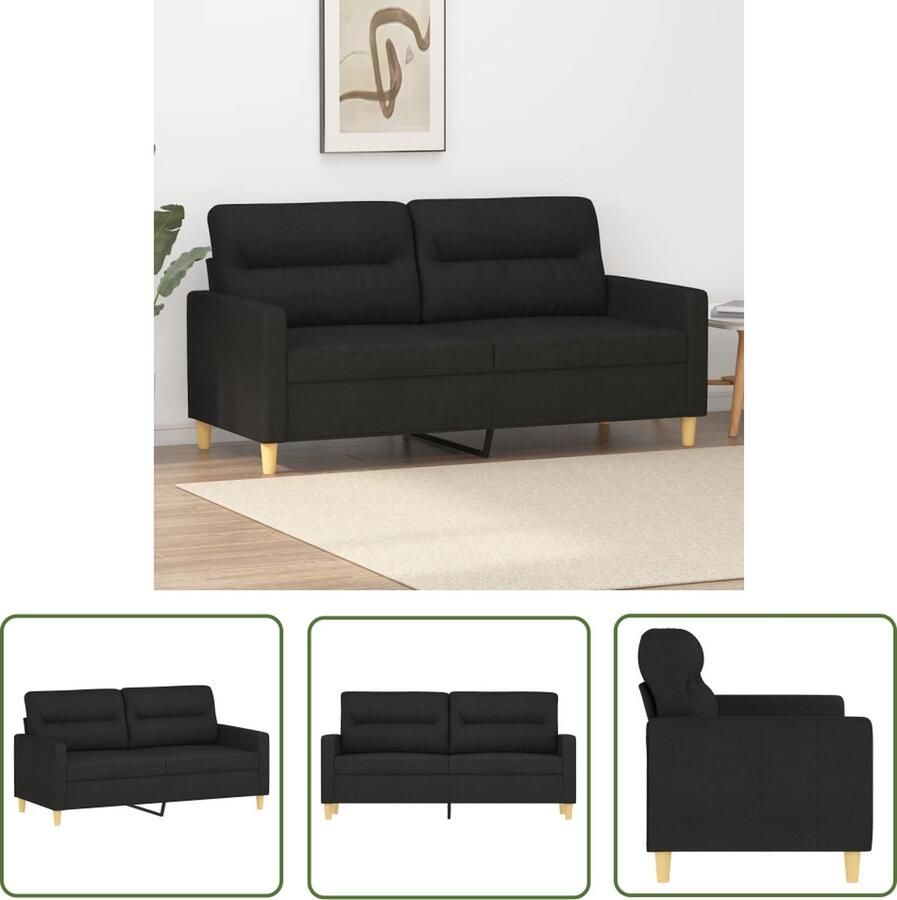 The Living Store 2-Zitsbank Zwart 158 x 77 x 80 cm Duurzame stof Stevig frame Comfortabele zitervaring Tweezitsbank Banks Kopen Lounge Meubels Salontafel Livingroom Decor