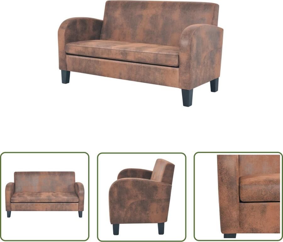 The Living Store 2-zitsbank Kunstsuède Bruin 139 x 70 x 76 cm Stijlvol klassiek design Tweezitsbank Banks Kopen Salon Meubilair Kunstleder Bank Bruine Bank