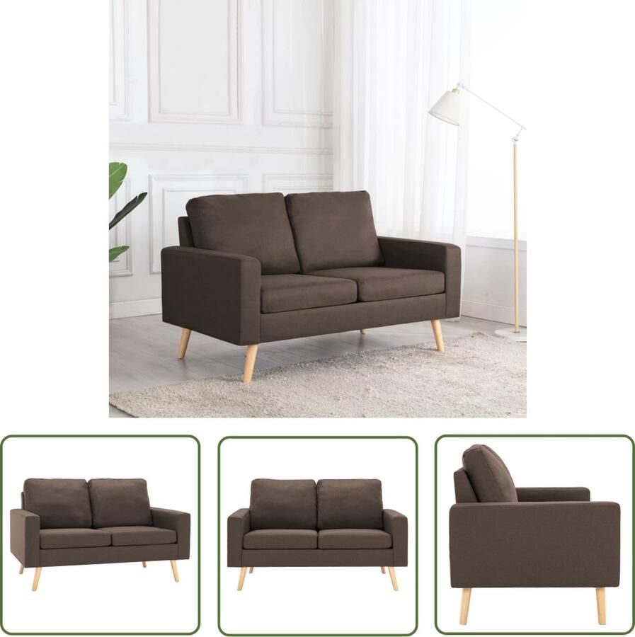 The Living Store Tweezitsbank Bruin Stof 130 x 76 x 82.5 cm Comfortabele ontspanningsplek Tweezitsbank Banks Kopen Bruine Bank Stoffen Bank Lounge Bank - Foto 2