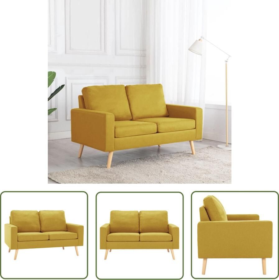 The Living Store Tweezitsbank Geel 130 x 76 x 82.5 cm Zacht stof Houten frame Tweezitsbank Banks Kopen Geel Sofa Stoffen Bank Lounge Meubels - Foto 2