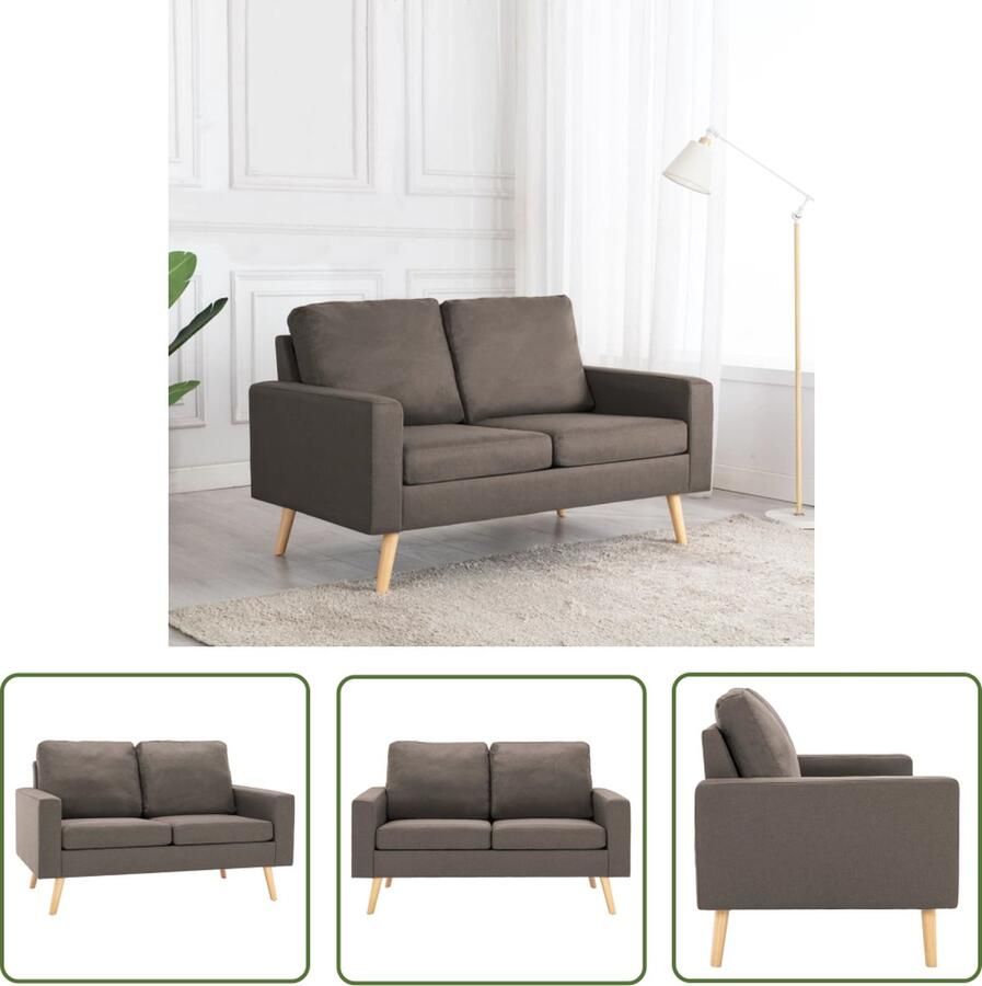 The Living Store Tweezitsbank Stof Taupe 130 x 76 x 82.5 cm Comfortabel en stabiel Tweezitsbank Banks Kopen Stoffen Bank Taupe Bank Moderne Bank - Foto 2