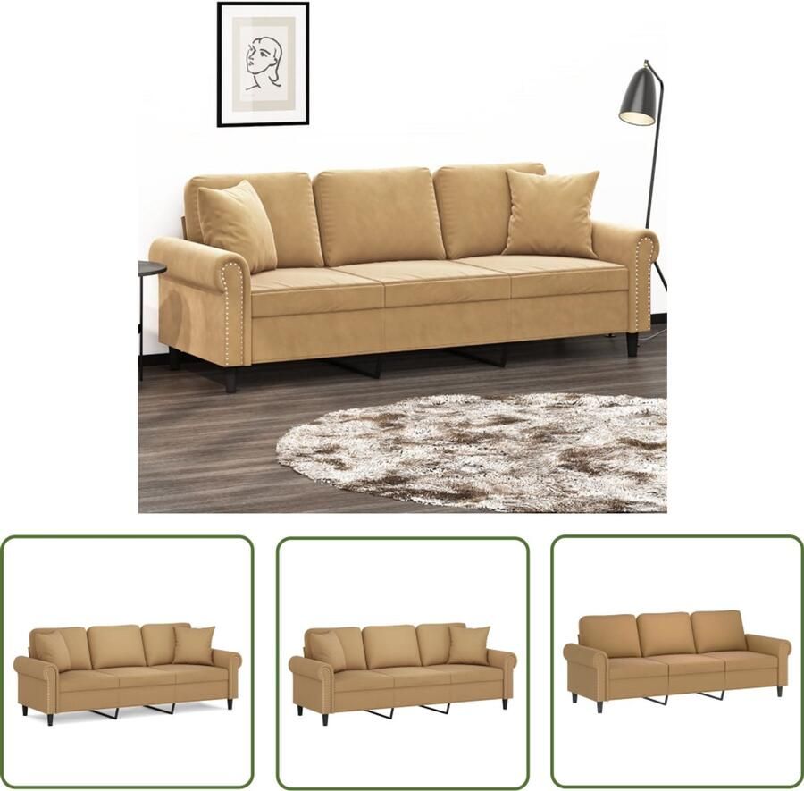 The Living Store 3-Zitsbank Fluweel Bruin 212 x 77 x 80 cm Comfortabele zitervaring 3-zitsbank Banksofa Lounge Sofa Fluweelbanks Bruine Bank
