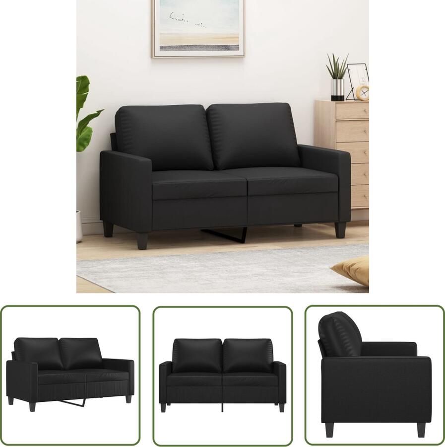 The Living Store Bank Zwart 2-zits Kunstleer 138x77x80 cm Duurzaam met Stabiel Frame Tweezitsbank Banksofa Salonmeubel Zwart Meubilair Kunstleder Sofa