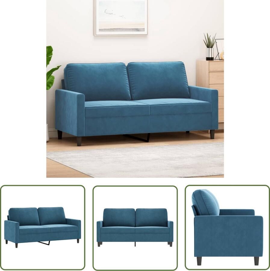 The Living Store Zitsbank Fluwelen 2-zitsbank 158 x 77 x 80 cm Blauw fluweel Eenvoudig ontwerp stevig frame comfortabele zitervaring Tweezitsbank Banksofa Fluweelbanks Blauwe Bank Salontafel