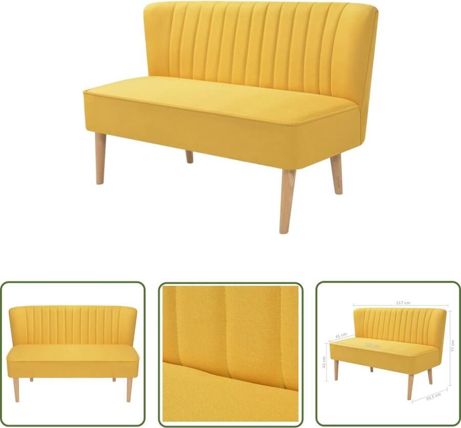 The Living Store Bank 117x55 5x77 cm stof geel Tweezitsbank Banksofa Compacte Bank Gele Bank Moderne Bank - Foto 2