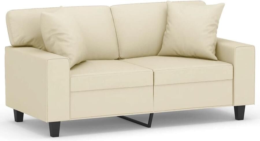 The Living Store 2-zitsbank Kunstleer 154 x 77 x 80 cm creÌme Duurzaam kunstleer Stevig metalen frame Tweezitsbank Banksofa Crème Kleur Kunstleder Sofa Lounge Meubilair