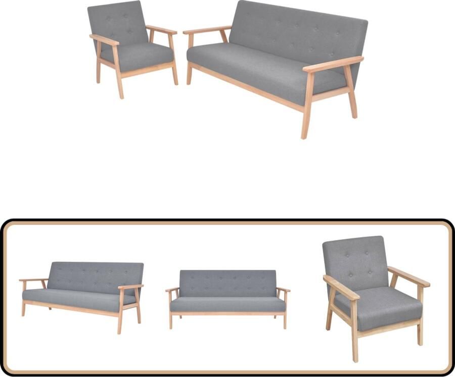 VidaXL Bankstel 2-delig Lichtgrijs Comfortabel Bankenset Comfortabel Licht Grijs Woonkamer Meubilair Fauteuils