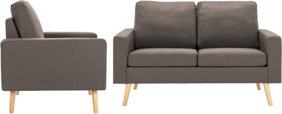 VidaXL Bankstel 2-delig Taupe Stof Bankstellen Zweetapsbank Fauteuils Stoffen Bank Taupe Bank