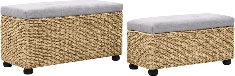 VidaXL Bankstel 2-delig Zeegras Grijs Banken Zeegras Meubilair Landelijke Stijl Binnenbank Relaxstoel Woonkamer Decoratie Grijze Bank Opslagruimte Comfortabele Stoelen Buitenbank